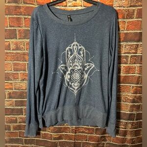 Gaiam Blue Yoga Sweatshirt Sz L